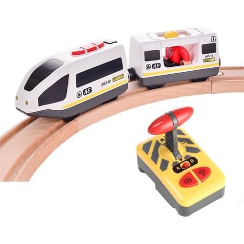 Children Toys Remote Control Electric Train Toy Magnetic Slot Compatible with Brio Wooden Track Car Toy Kids Gift Truck bullet