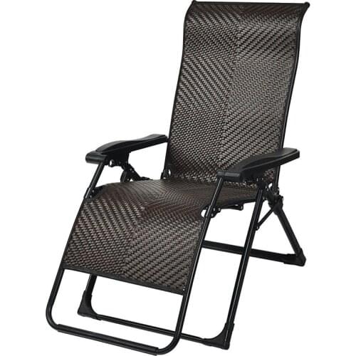 Patio Rattan Zero Gravity Lounge Chair Light Breathable Rattan Heavy Duty Superior Steel Frame Outdoor Recliner