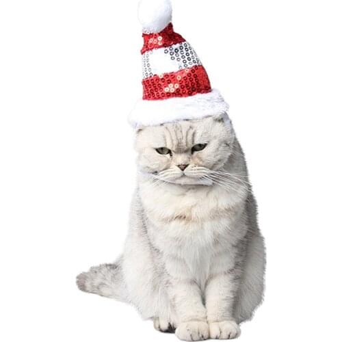 Pet Cat Christmas Hat Adjustable Lovely Dog Costume Hat Puppy Headwear For Christmas Puppy Dogs Cats Hats Funny Cosplay Pet Hat
