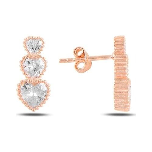 Silver 925 Sterling Cottage Heart Zircon Stone Earrings