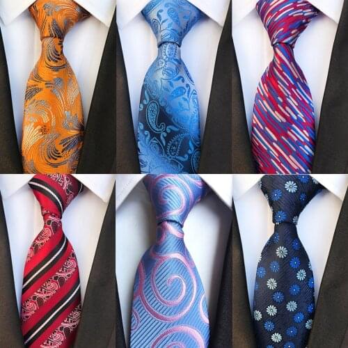 Silk Jacquard weave Mans Tie Blue Yellow Striped Floral Necktie Suit Business Wedding Party 8cm Formal Neck Ties Accessories