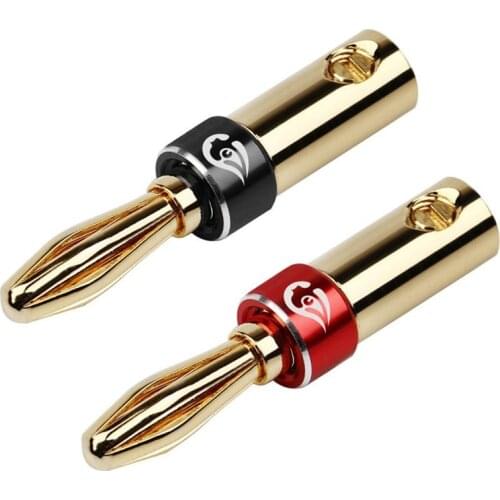 8/50pcs Banana Connector Male 4mm Gold Plated Banana Plugs For SpeakerCable Audio Jack Binding Post Double Screws Locking