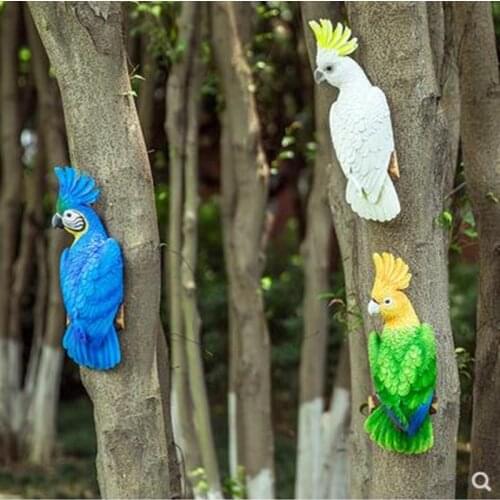 Nordic village simulation tiger skin macaw statue wall stickers, home wall decoration crafts, tree hanging birds