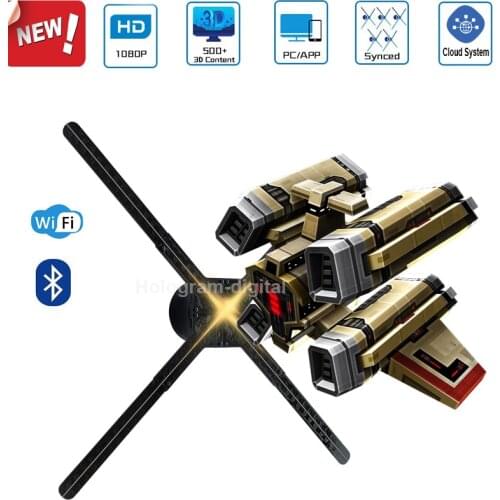 2020 NEW super high clear M6 65CM 3D led advertising projector holographic light hologram fan display with one click 3ds output