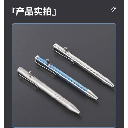 Titanium Alloy TC4 Tactical Bolt Action Pen EDC Pocket Writing Ball Point Business Pen for Signature Office School Use