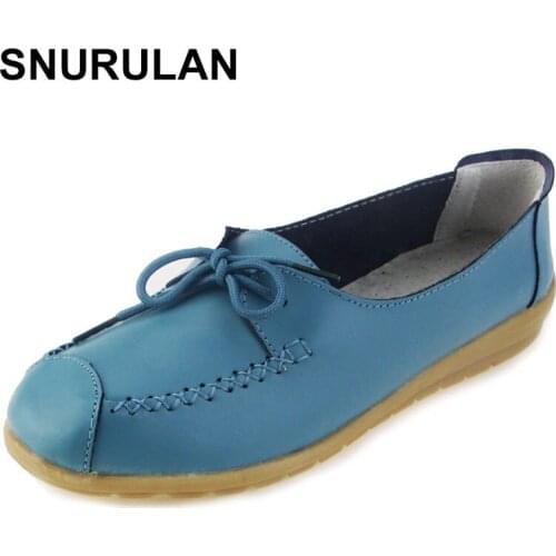 SNURULAN 2017 Womens Flats Shoes Women Ballet Flats Ladies Shoes Slip On Genuine Cow Leather Shoes Ballet Flats