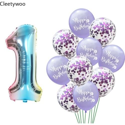 1 2 3 4 5 6 7 Mermaid Confetti Balloon Aluminium Foil Balloons Its A Girl Happy Birthday Party Decorations Kids 1st Baby Shower
