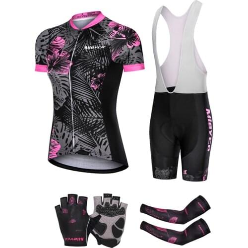 Cycling Jersey Set Womens Suit 2021 Bicycle Competion Clothing Short Sleeve MTB Training Breathable Black Flower Racing Uniform