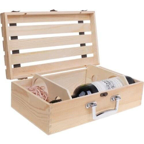 Vintage Wood Red Wine Bottle Box Carrier Crate Case Storage Carrying Display Holder Birthday Party Christmas Gift Dropship