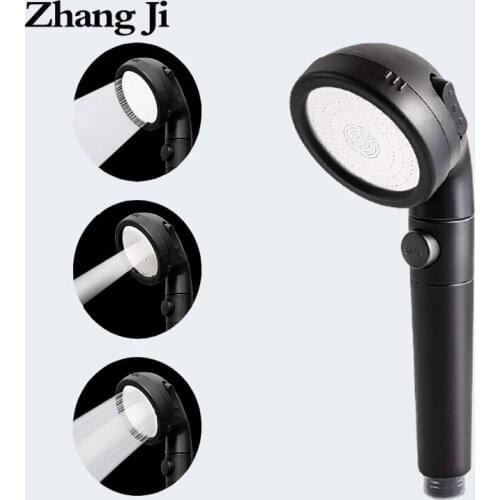Zhangji Matte Black Filter Shower Head 3 Modes High Pressure Saving Water Mineral Balls Vitamin Shower Heads with Stop Buttoon