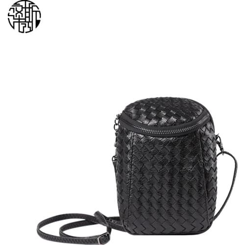 Zenos New Fashion Weave Leather Candy Color Mini Shoulder Bag Purse Cell Phone Bag Wallet For Femme