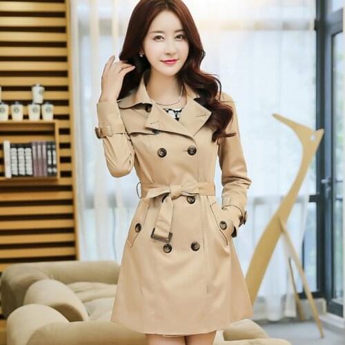 Spring Trench Coat Womens 2020 spring Autumn Korean Stitching Double-breasted Badges With Belt Overcoat Women Windbreaker Z995