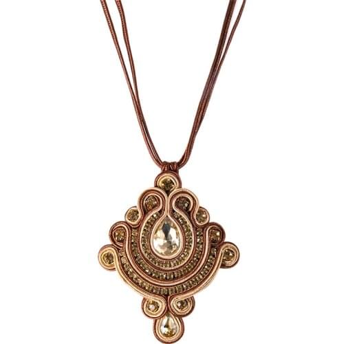 Ethnic boho Soutache necklace for women fanshion choker pink blue brown color Trendy weave rhombus Pendant Jewelry Accessories
