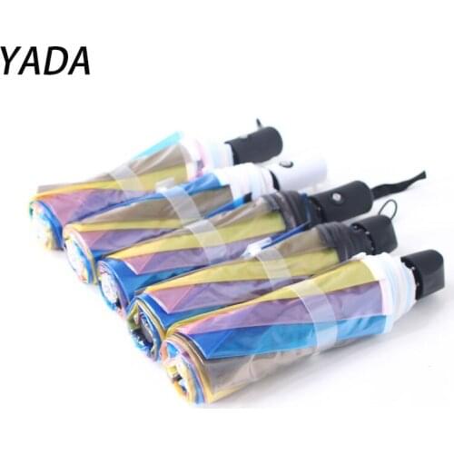 YADA Fold Rain Transparent Umbrella Folding Rainy Fully Automatic Umbrellas For Women Clear Outdoor Travel Parapluie YD210031