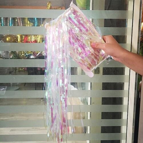 1pc 2M*1M Transparent Rainbow Color Metallic Foil Fringe Door Rain Curtains Birthday Party Balloon Wedding Tassel Decoration