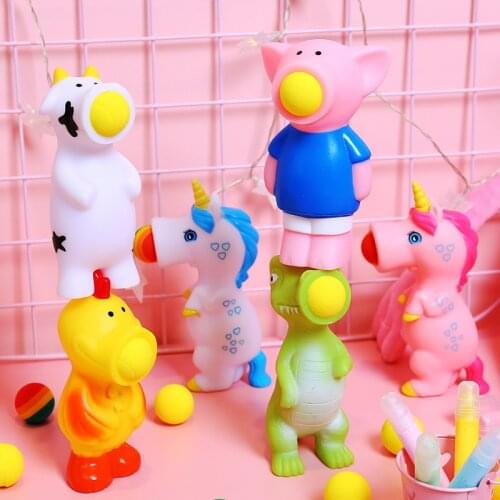 1pc Unicorn Squeeze Popper Assorted Blaster Animal Launching Ball Childrens Gifts Decompression Toy