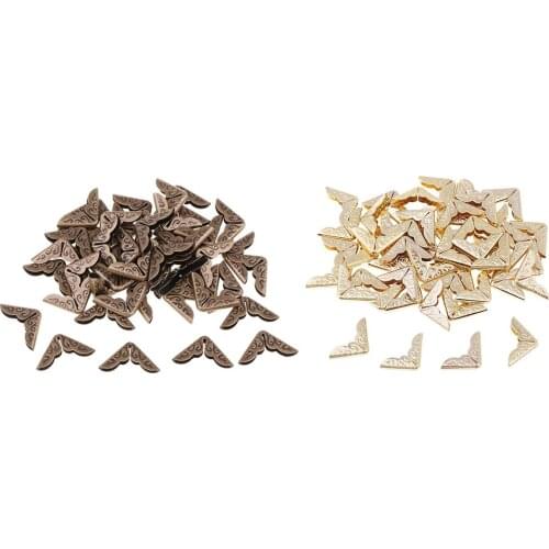 100 Pieces CORNER PROTECTOR In Vintage Decorative Metal For Photo Albums Menu Decoration Craft 14x14mm