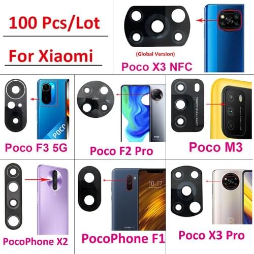 100pcs/Lot，Camera Glass Lens Back Rear Camera Glass Lens with Glue For Xiaomi Poco X3 Pro M3 F3 5G Poco X3 NFC Global Version