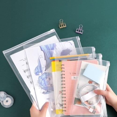 12pcs A5 A4 Transparent File Bag Student Information Bag Test Bag Waterproof B5 A6 Bill Bag Sundries Storage Folder Stationery