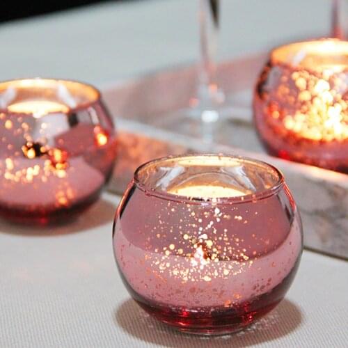 12pcs Simple Pink Spots Candle Holder Elegant Color DIY Glass Candlesticks For Birthday Party Dinners Halloween Decoration