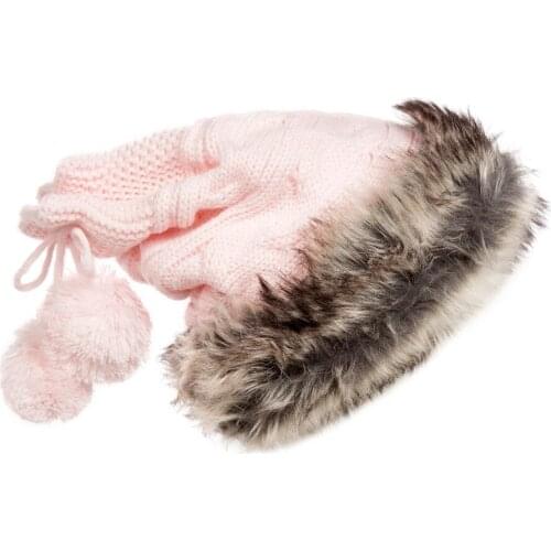 120pcs /lot women new fashion christmas style two way use winter knitted faux rabbit fur beanie hat/neck warmer