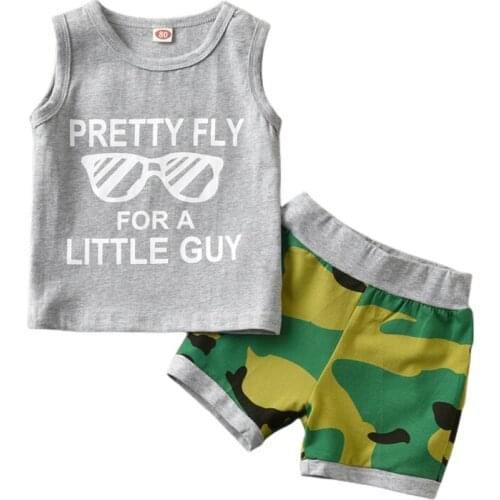 2Pcs Baby Boys Summer Clothing Sets Letters Print Sleeveless Tank Tops T-Shirt+Palm Shorts Cute Newborn Infant Baby Outfits