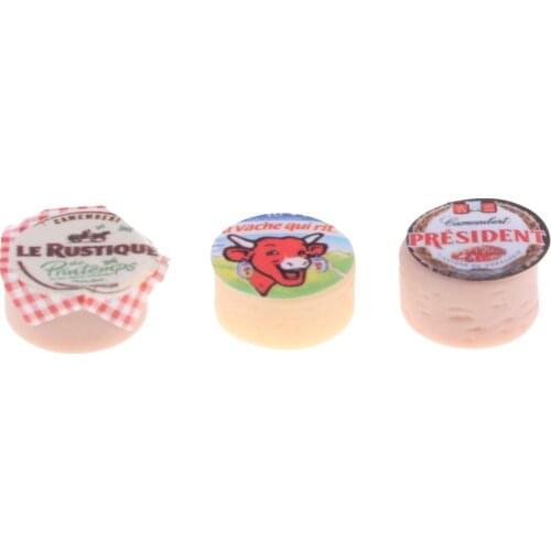 3Pcs/Lot Mini Cheeses 1/12 Scale Dolls House Miniature Kitchen Living Room Restaurant Decoration Pretend Play Toys