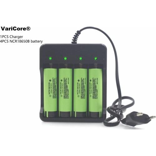 4 pcs. New Original Battery 18650 3.7 V NCR18650B 3400 mAh Lithium Ion Battery + 1x18650 Battery Charger