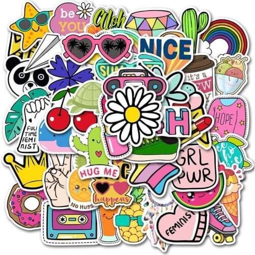 50pcs/SET Cartoon Life Style Sticker Waterproof Car Laptop Skateboard Surfboard Luggage Bicycle Kids Toy Home Decor