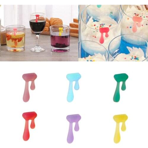 6pcs Silicone Water Drop Shape Wine Glass Marker Creative Drinking Cup Identifier Party Cup Sign Random Color