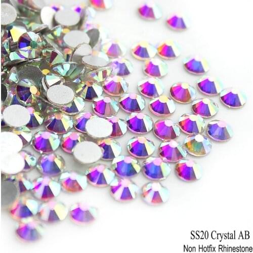 AAA SS20 4.8-5.0mm 1440pcs Crystal AB Silver Base Flatback Glass Stone 3D Non Hot Fix Nail art rhinestones