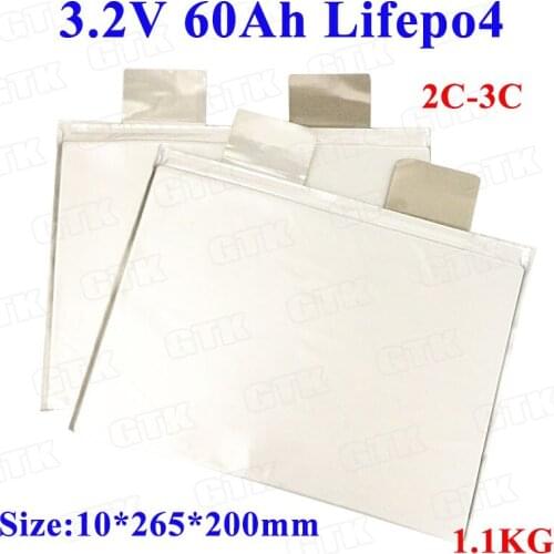 8pcs lifepo4 3.2v 60Ah battery cell lifepo4 60ah 2C discharge for DIY lifepo4 12v 24v 20ah battery pack solar energy