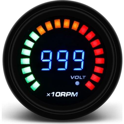 2"52mm 12V Car Auto Digital Smoked Tachometer 0~10000 RPM 20 LED Light Display Tacho Car Meter