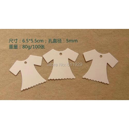 Free shipping blank dress shape white paper tag 6.5x5.5cm/DIY price tag/gift label/clothing tag printing 400 pcs a lot