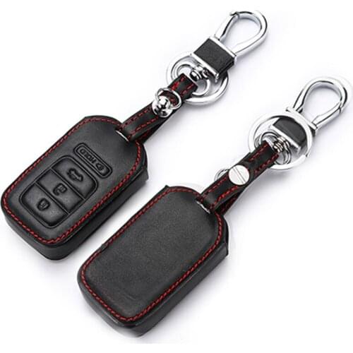 Genuine Leather Key Cover For Honda Civic 2017 Jazz Accord Insight Accord 2018 Pilot Fit Civic Cr-V Crv 2003 Auto Keychains