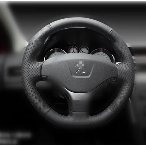 Leather Hand Sewing car styling Steering Wheel Cover Accessories for Peugeot 308 T7 2008 2009 2010 2011 2012 2013 408 2010-2014
