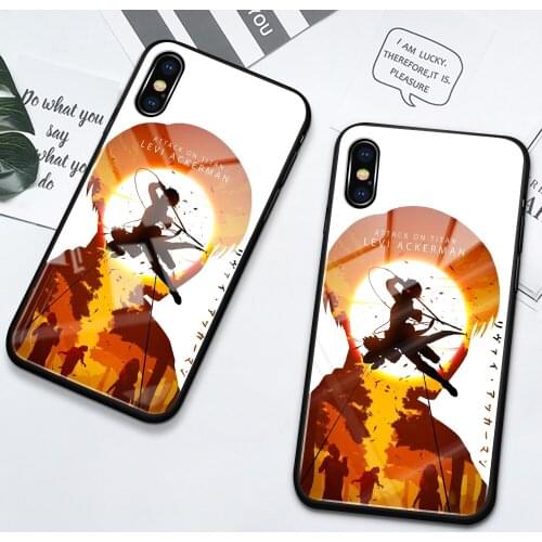 Attack On Titan Levi Ackerman Beautiful Tempered Glass Cover for iPhone 6 6s 7 8 Plus X XS XR SE2020 11 12 Pro Max Mini Case