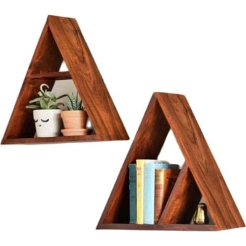 Wooden Handmade Triangle Organizer Wall Shelf Home Decor Nordic Wall Mounted Wood Storage Rack Livingroom Bedroom Kitchen Bois