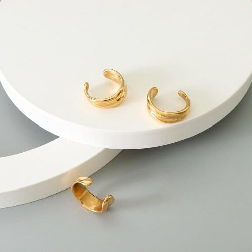 YAONUAN Hiphop/Rock Double Layer Gold Plated Ring For Women Titanium Steel Opening No Adjusted Finger Fashion Jewelry Party Gift