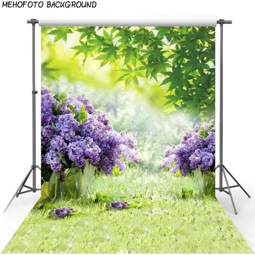 Spring Purple Flowers Natural Scenery Baby Shower Newborn Portrait Backdrop Photography Background For Photo Studio Props