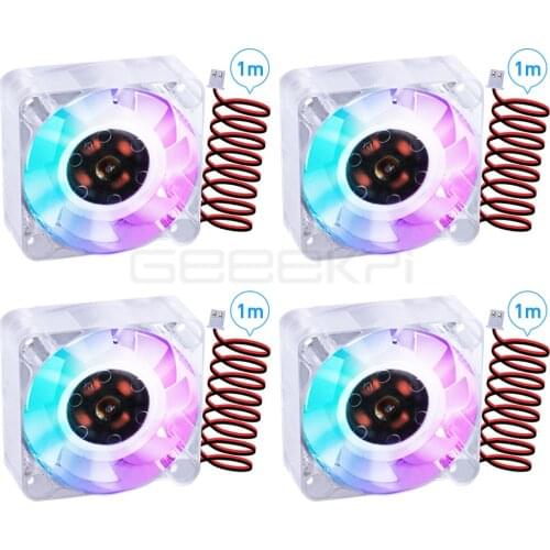 GeeekPi 4 Lots / PCS New 4010 DC 24V RGB Cooling Fan 40MM 4CM 40*40*10mm Cooling Fan With 1M Cable For 3D Printer