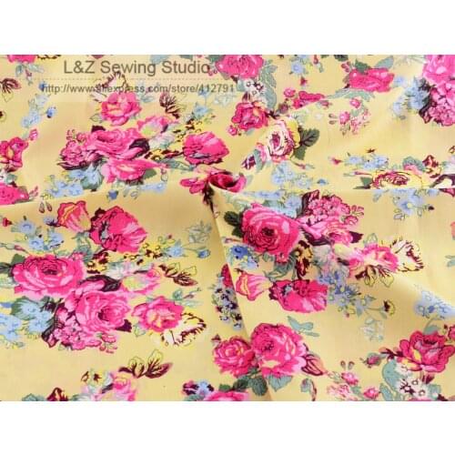 Cotton Poplin Fabric Floral Beige 1 Meter X145cm Width Printed Quilting Telas De Algodon Para Patchwork Cloth Sewing Material
