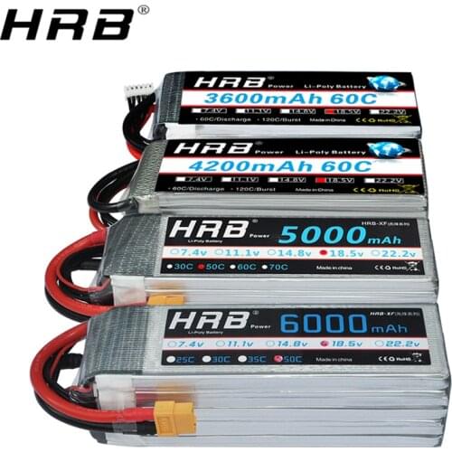 Russian Stock HRB RC Battery Lipo 2S 3S 4S 6S 1500mah 2200mah 5000mah 6000mah 7000mah 7.4V 11.1V 14.8V 22.2V T XT60 RC Parts