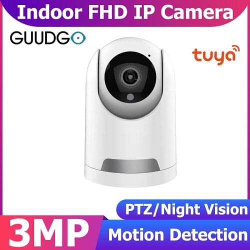 GUUDGO Tuya 3MP IP Camera WiFi Wireless Home Security Camera CCTV Video Surveillance works with Tuya Smartlife Smart Life APP