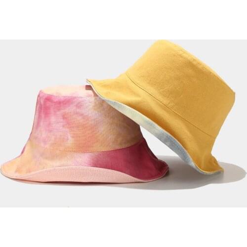 Multi-color tie dye buket hat for women 2020 New Sun protection caps for ladies Girls floppy bucket Caps printing Hip Hop Hats