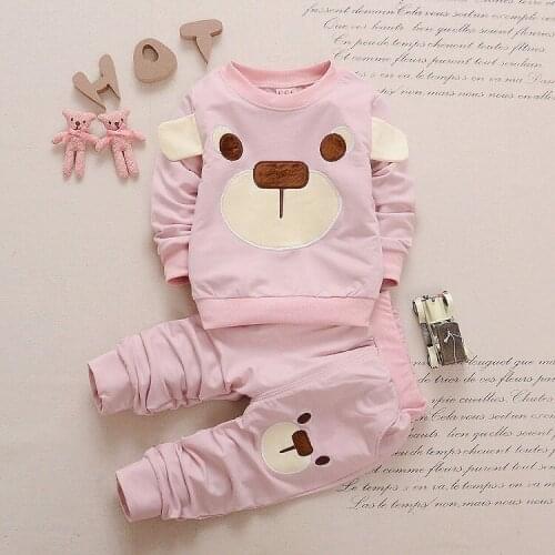 2Pcs Newborn Baby Boys Girls Clothes Set Autumn Boys Cartoon Bear Long Sleeve O-neck Sweatshirt Tops + Pants Kids Clothing Sets