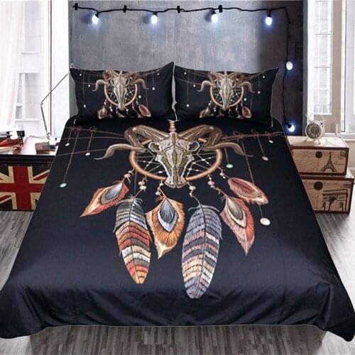 3D Digital Printing Vintage Bohemia Moon DreamCatcher Wolf King Wolves Snow Mountain Bedding Set 100% Microfiber