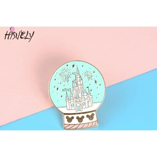 Creative castle crystal ball brooch fashion lapel badge denim jacket backpack pin decoration childrens jewelry gifts