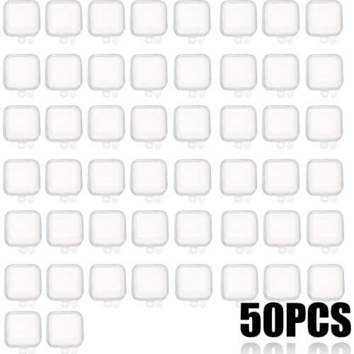 Mayitr Mini Plastic Clear Small Box Hook Rings Jewelry Earplugs Storage Container Storage Boxes 50pcs