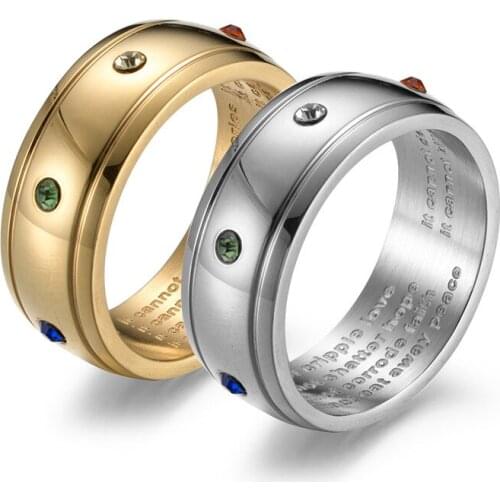 Multicolor Zircon Ring Titanium Steel Simple Classic Wedding Rings for Women Men Fashion Jewelry